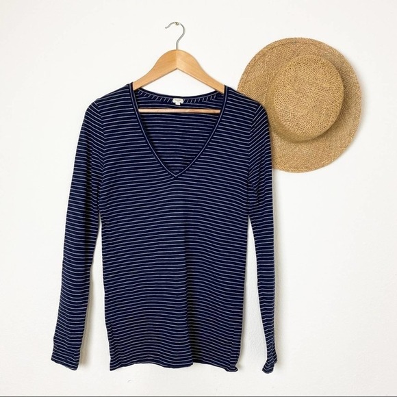 J. Crew Factory Long Sleeve Tee in Thin Stripes S Small - Picture 1 of 10